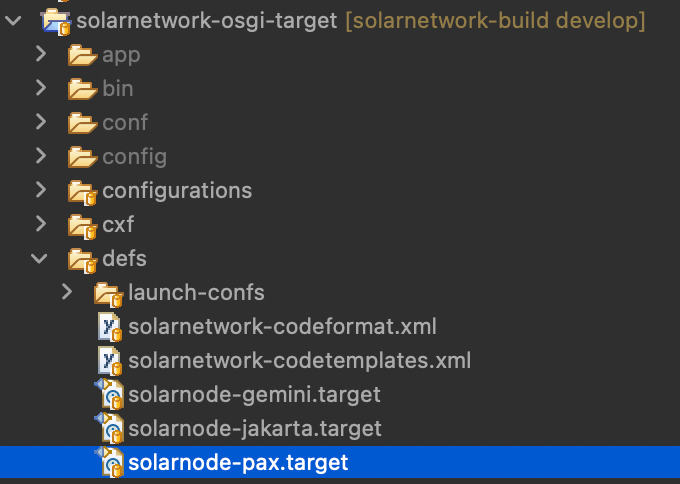 SolarNode target definition in Eclipse